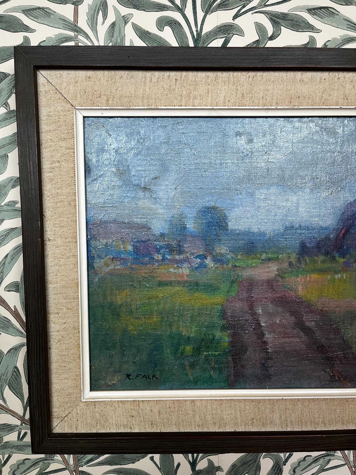 Bohuslän Landscape, 1940s, Swedish Listed Artist Ragnar Falk (1903–1977)  Oil Painting On Canvas Board photo vinterior
