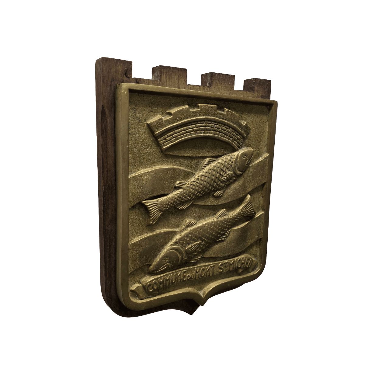 Antique French Bronze Plaque Commune Du Mont St Michel photo for sale