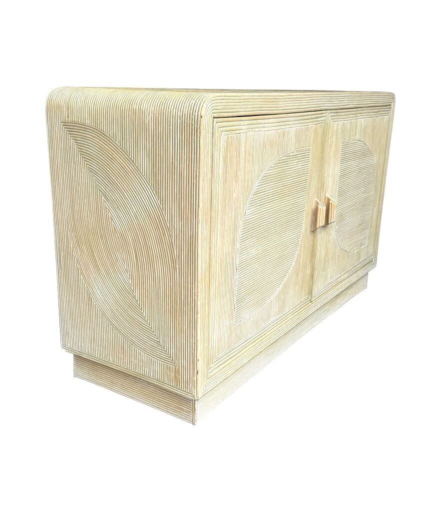 An Italian 1970s Pencil Reed Bamboo, Two Doors, Cabinet By Vivai Del Sud