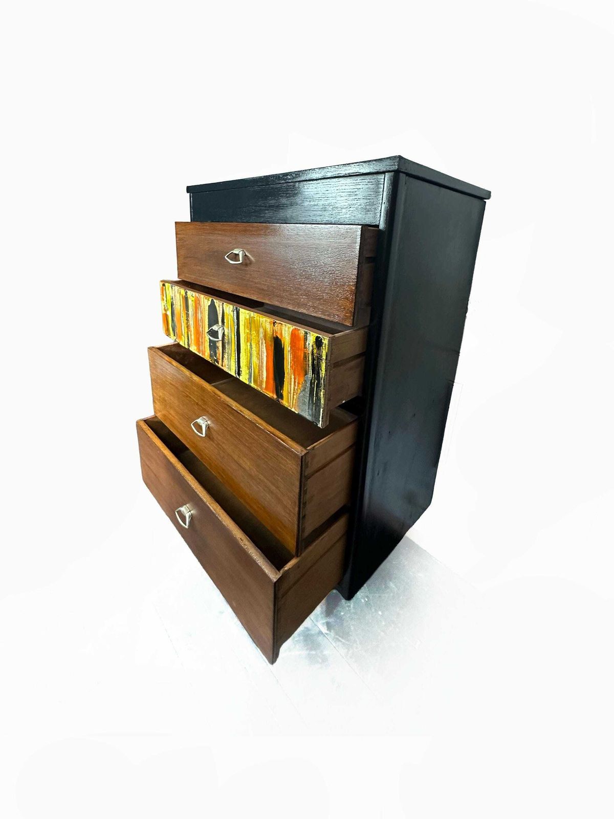 photo for sale Mid Century 1950's Chest Of Drawers/Tallboy Fully Restored With Feature Acrylic Drawer Rare Find