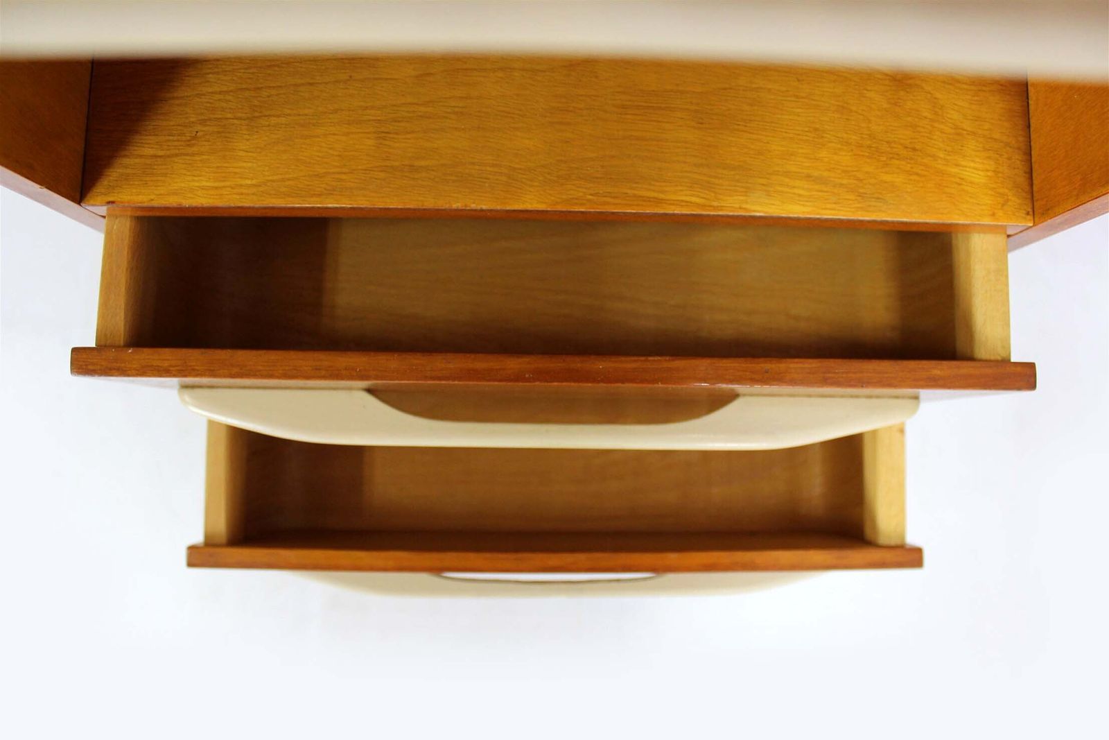 photo vinterior Modular Desk Set With White Glass Top By Mojmir Pozar, 1960s, Set Of 3