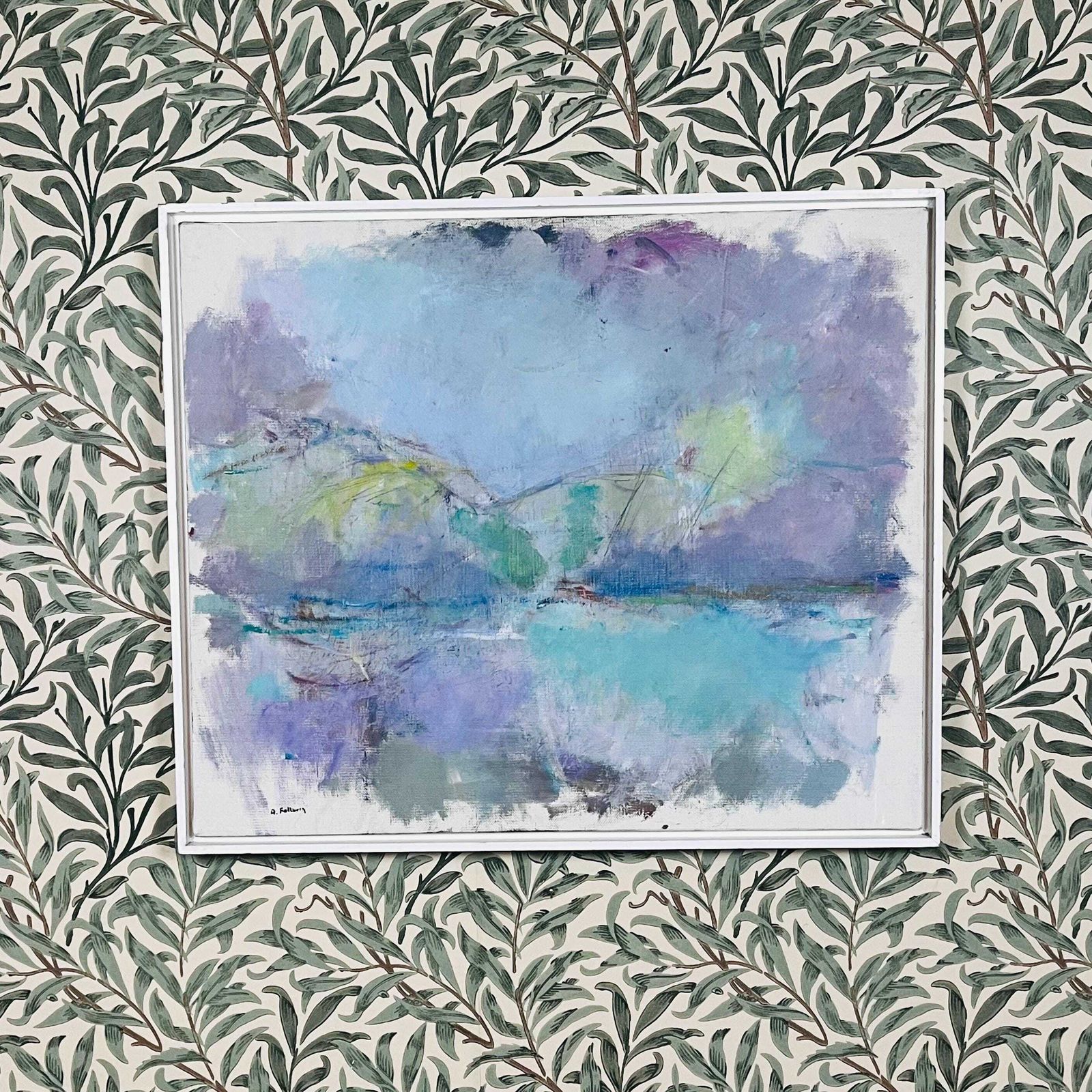Vintage Abstract Landscape By Arne Fallberg (1944–2000), Swedish 1980s Original Oil Painting, Midcentury Scandinavian Art