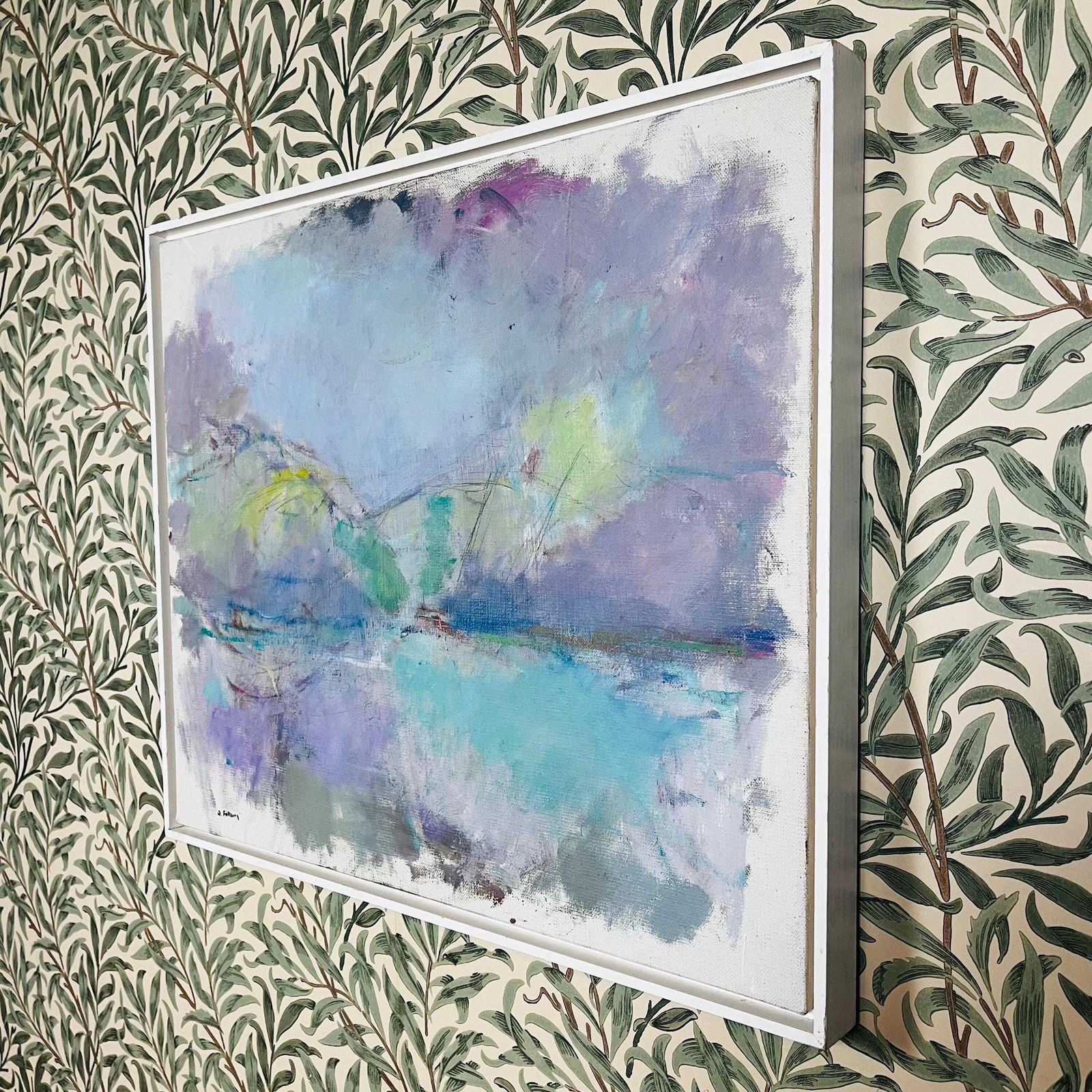 Vintage Abstract Landscape By Arne Fallberg (1944–2000), Swedish 1980s Original Oil Painting, Midcentury Scandinavian Art photo 434.0