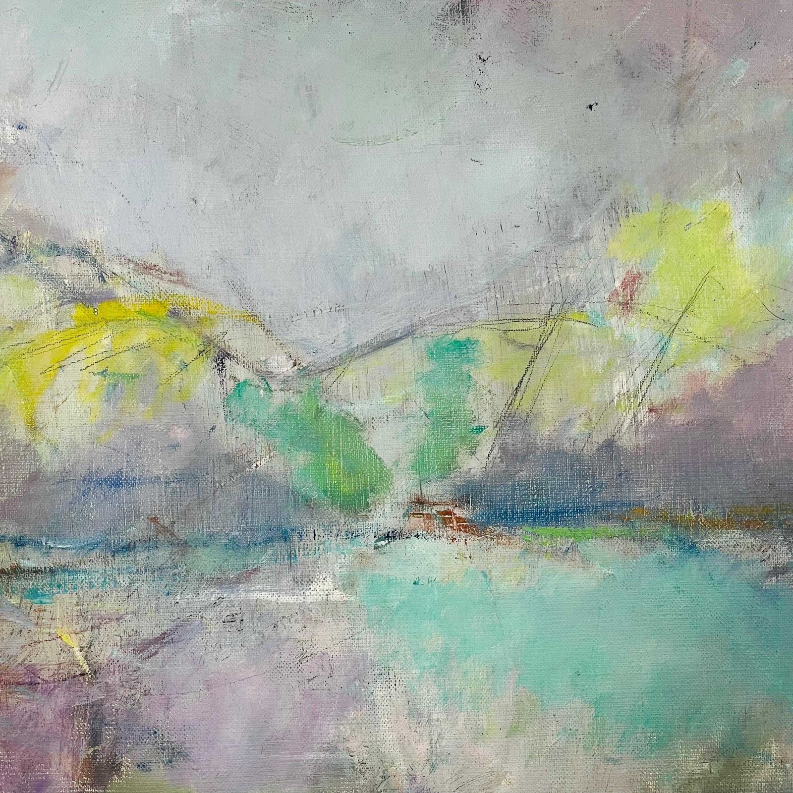 Vintage Abstract Landscape By Arne Fallberg (1944–2000), Swedish 1980s Original Oil Painting, Midcentury Scandinavian Art photo vintage