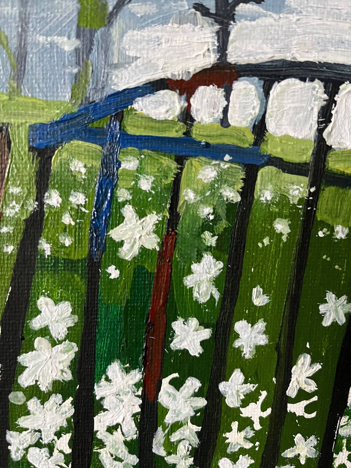 "Wood Anemones At Nisse’s Gate", 1990s, By Swedish Artist Lars Agelii, Unframed Acrylic Painting photo furniture
