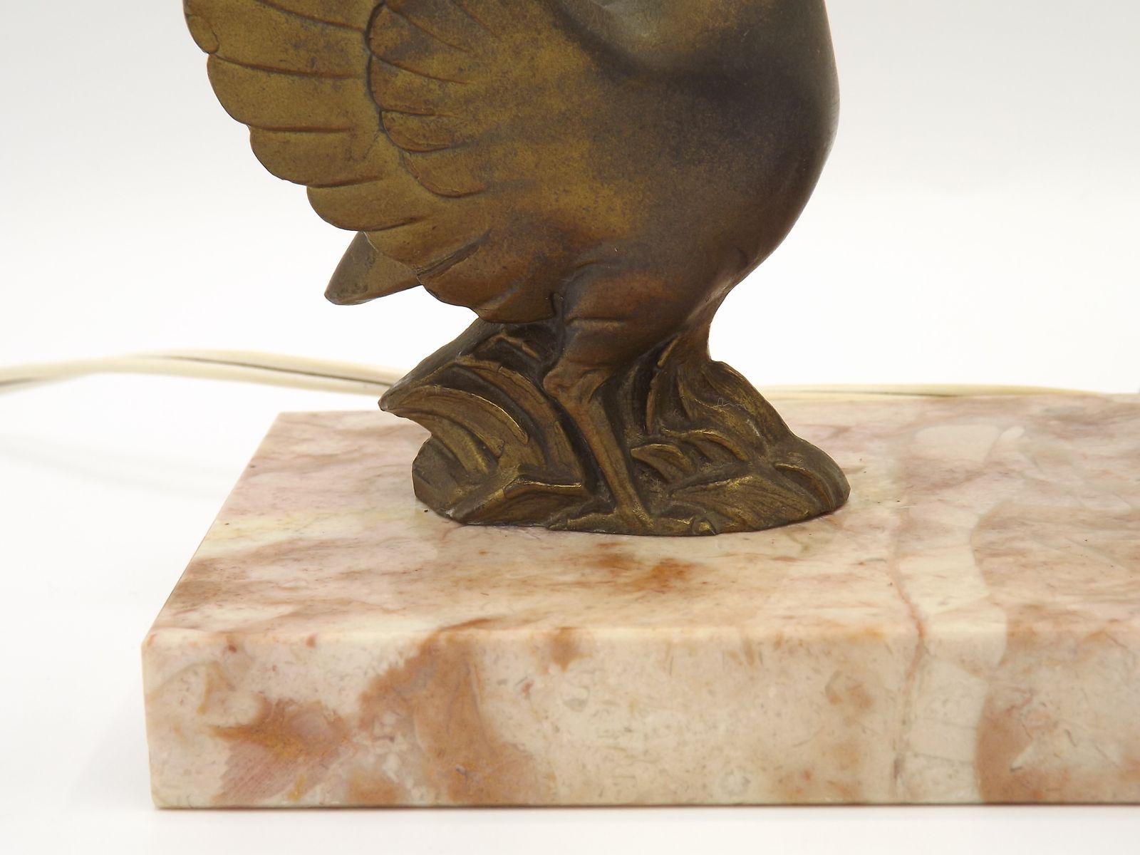Vintage French Art Deco Bird Lamp With Marble Base White Ball Shade. Vintage French Lighting. Art Deco Table Lamp. Art Deco Bedside Lamp. photo buy