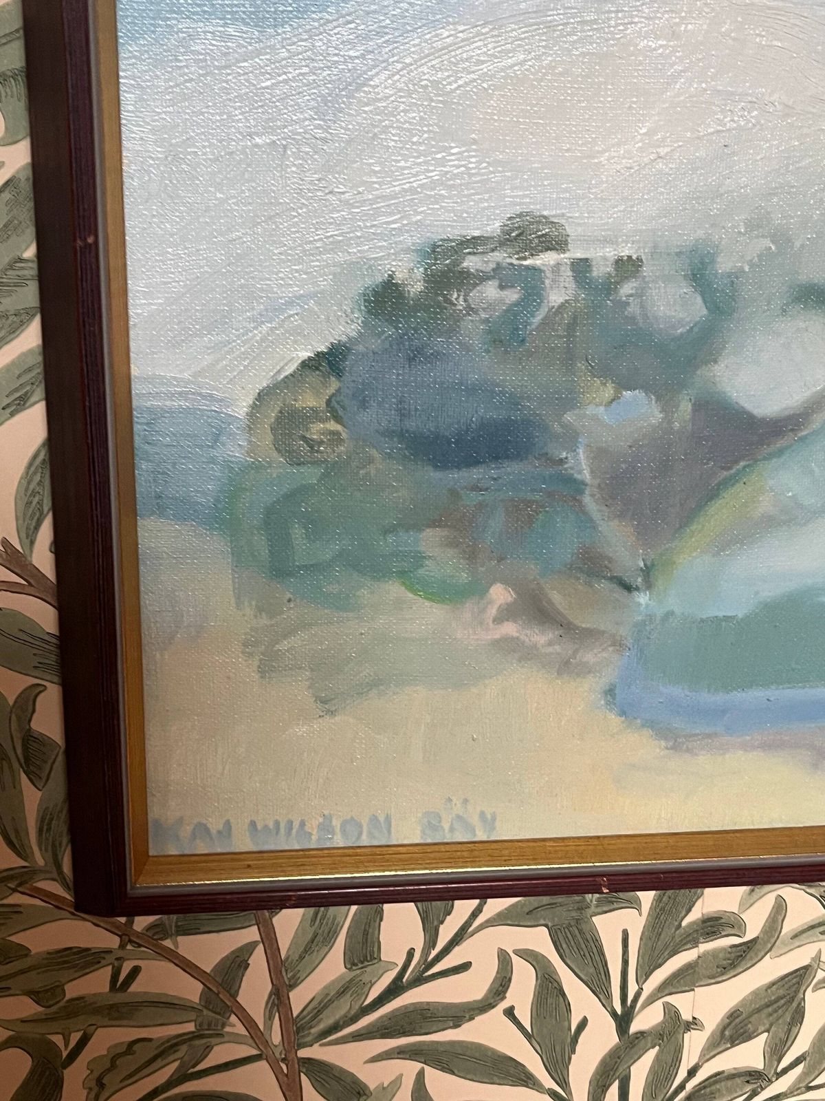 photo for sale Blue Abstract Landscape, 1977, Swedish Listed Artist Kaj Wilson (1940 ), Oil On Stretched Canvas