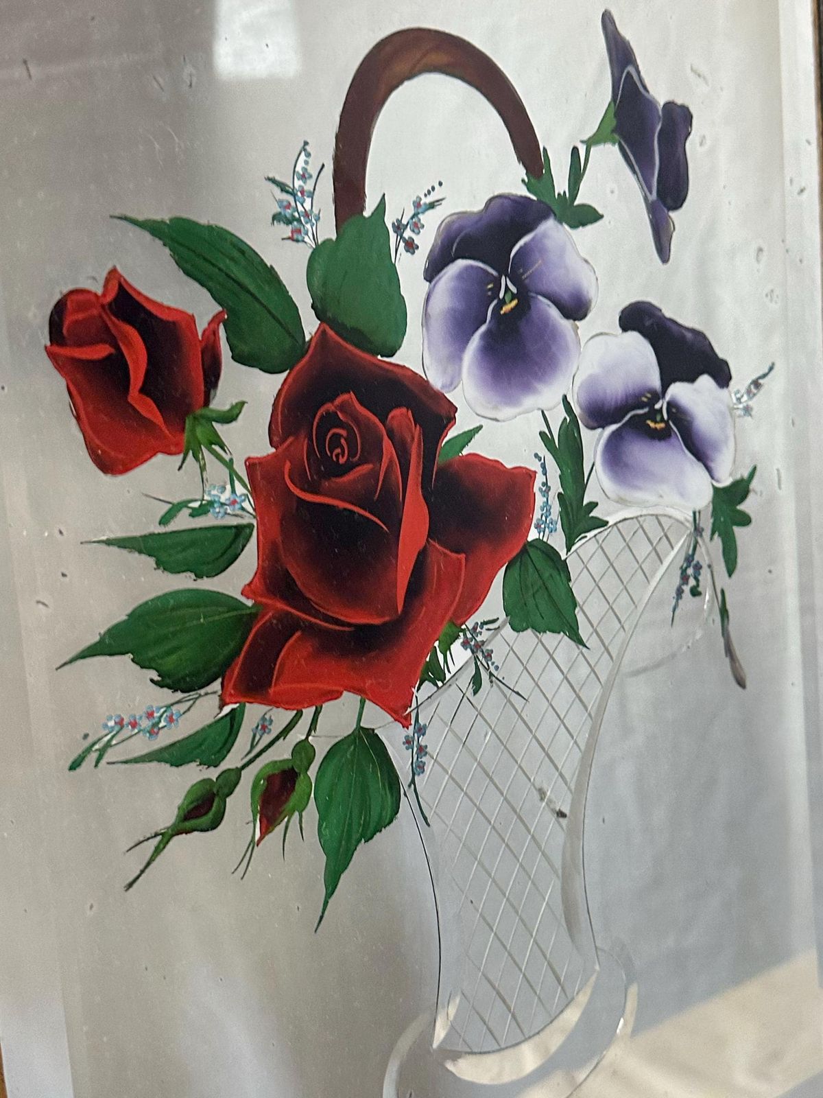 Unique Pair Of Edwardian Antique Italian Venetian Carved Reverse Painted Floral Mirrors 1901 1910 photo vintage