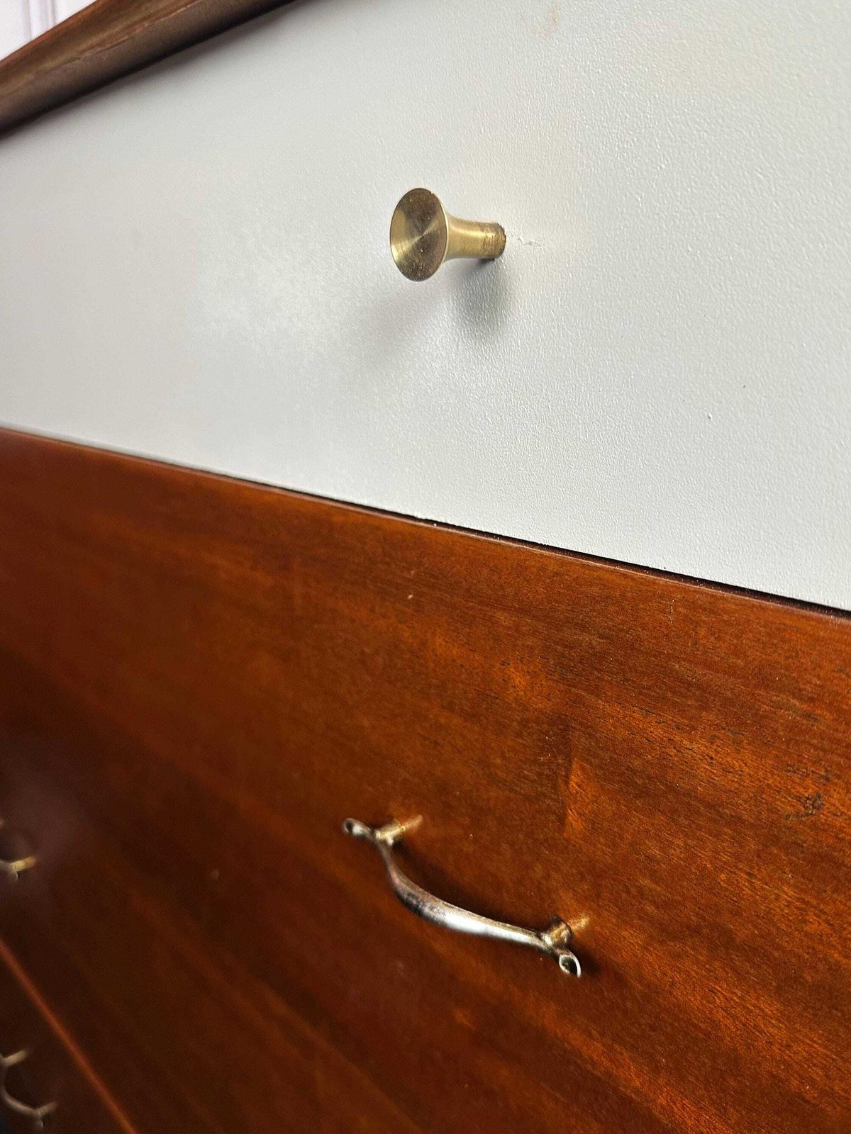 Mid Century Professionally Restored Tola Wood Chest Of Drawers/Tall Boy 1950's photo vintage