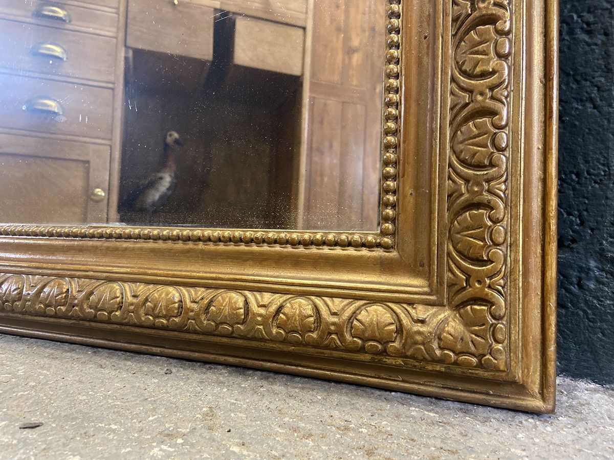 photo for sale Large Arched Top French Overmantel Wall Mirror, 19th Century.