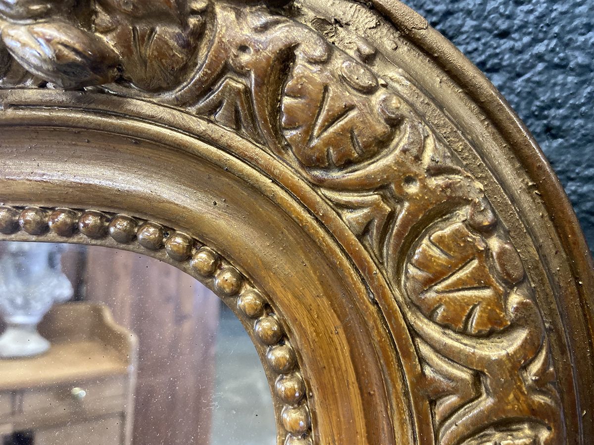 1995.0 Large Arched Top French Overmantel Wall Mirror, 19th Century. photo