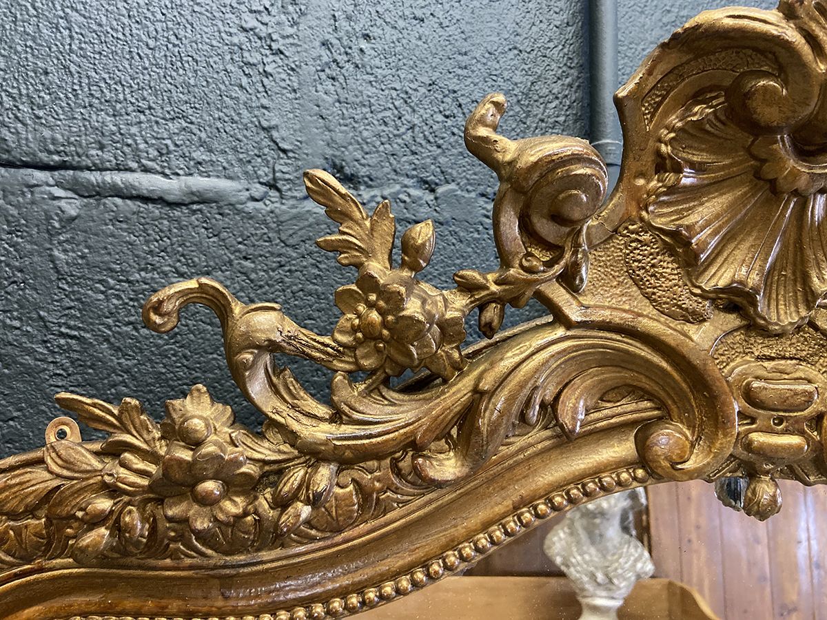 photo vinterior Large Arched Top French Overmantel Wall Mirror, 19th Century.