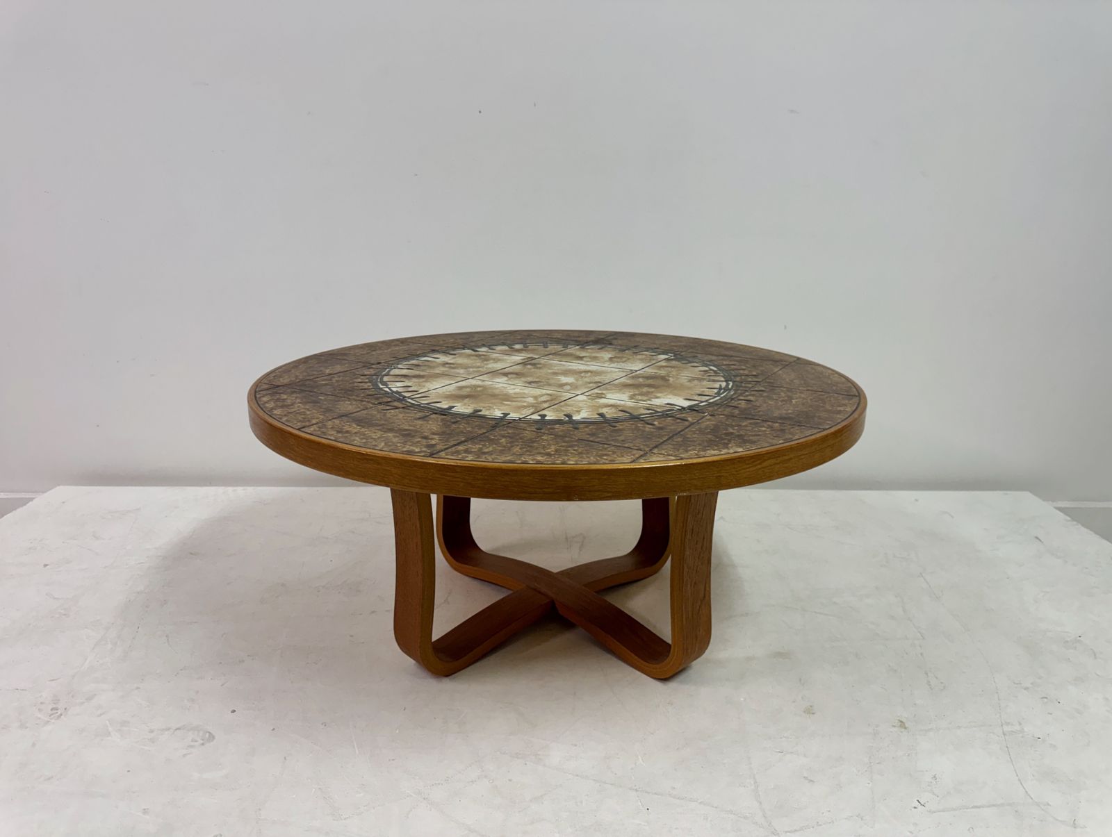 Danish Ceramic Tile Top Coffee Table, 1980s photo for sale