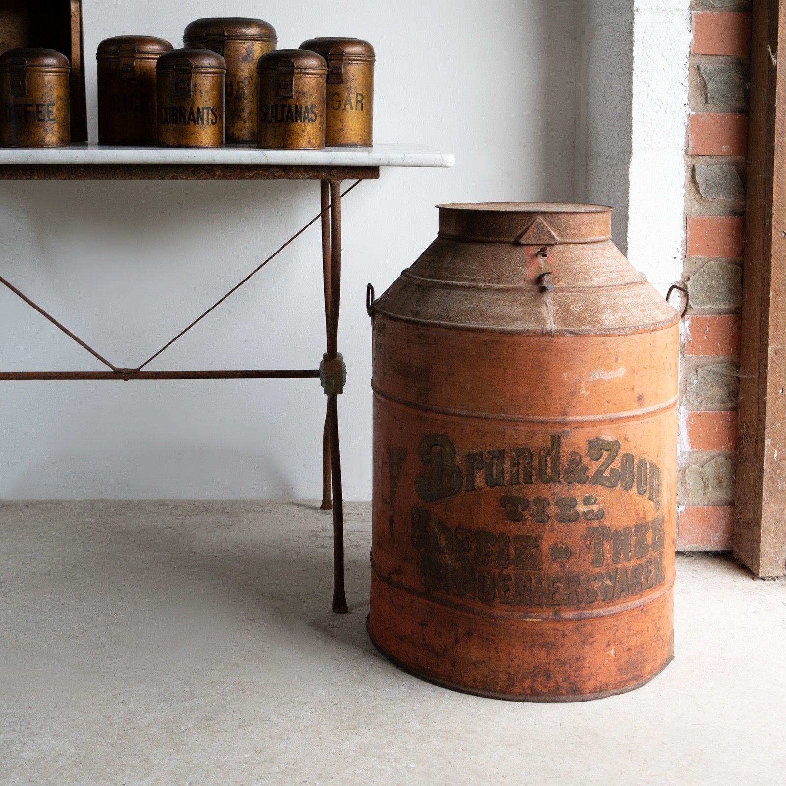 Very Large Antique Toleware Tea/Coffee Canister In Original Paint, Dutch, 20th C photo furniture