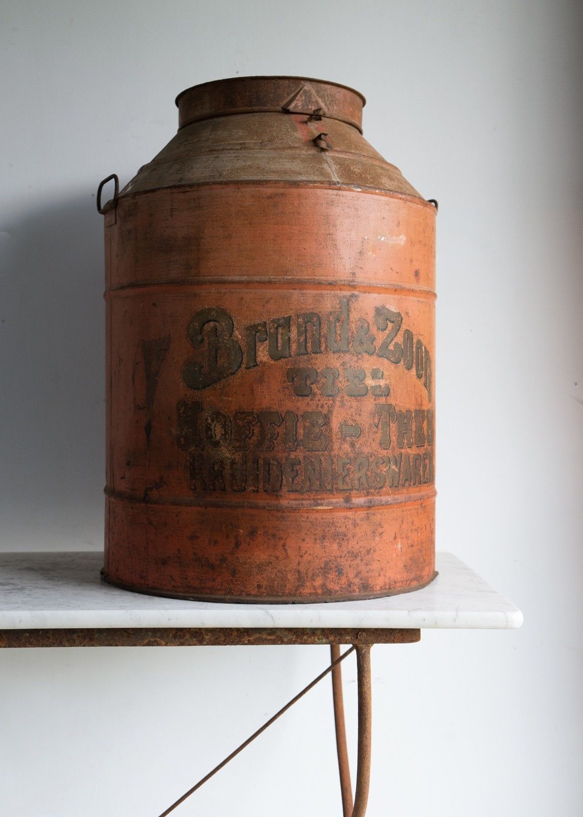 Very Large Antique Toleware Tea/Coffee Canister In Original Paint, Dutch, 20th C photo for sale