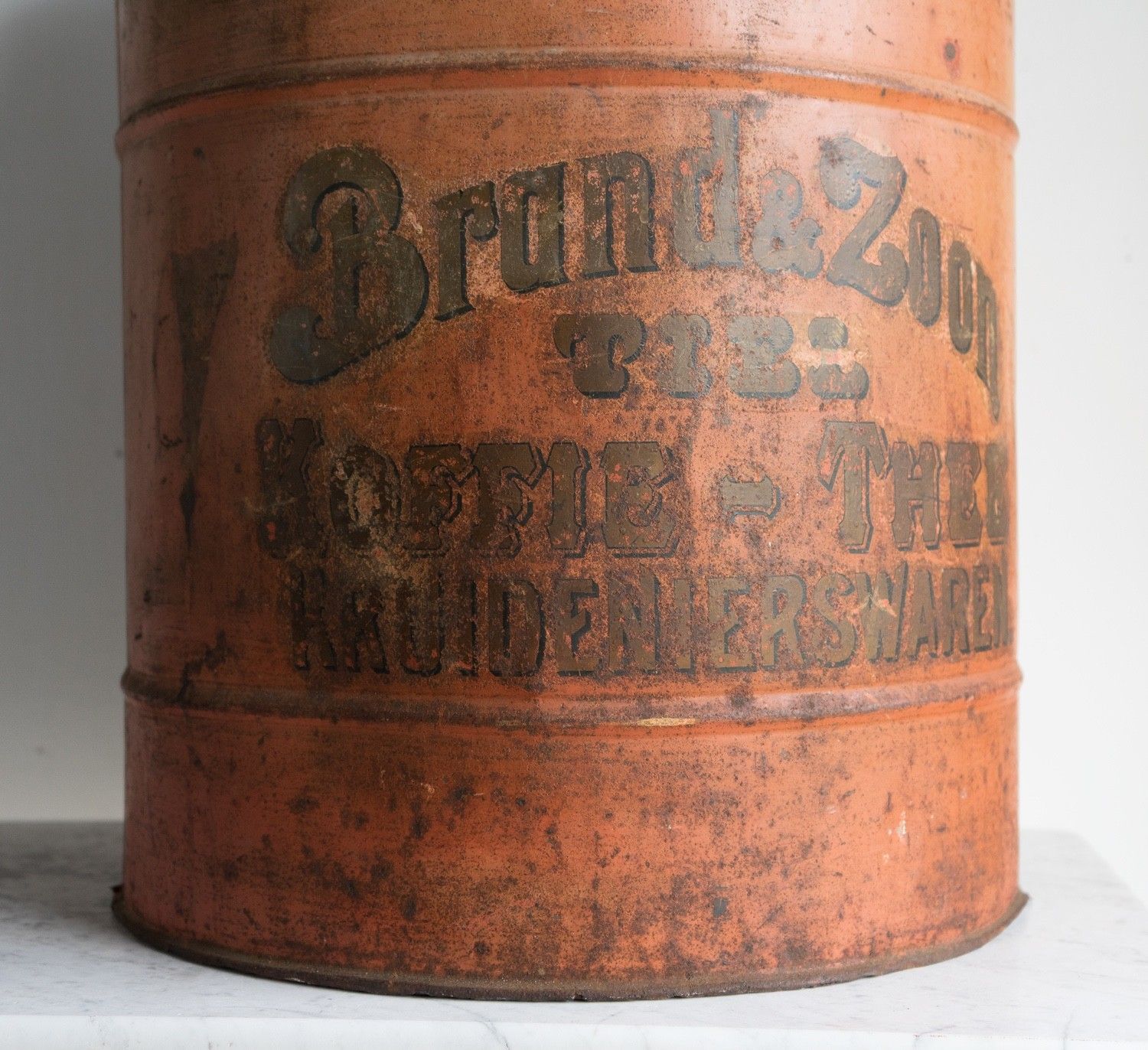 Very Large Antique Toleware Tea/Coffee Canister In Original Paint, Dutch, 20th C photo Home Decor