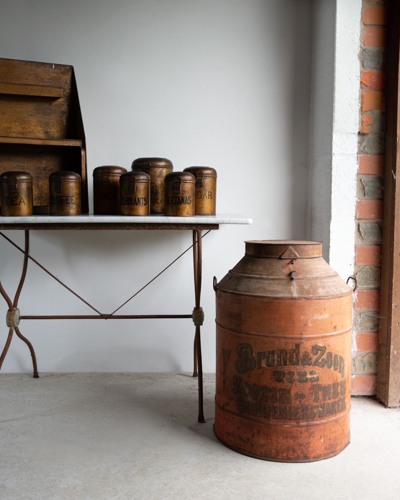 Home Decor Very Large Antique Toleware Tea/Coffee Canister In Original Paint, Dutch, 20th C photo