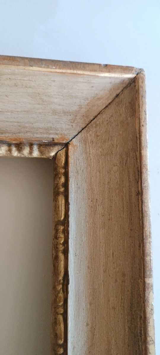 Antique Empire Style Frame From The Early 19th Century, Lacquered And Gilded photo vinterior