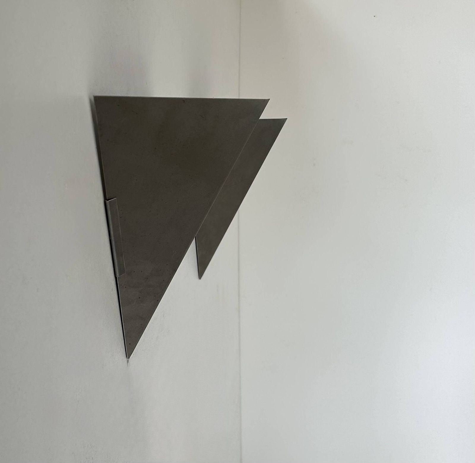 Pair Of Vintage Geometric Wall Lights, Matte Folded Steel, France, 1980 photo for sale
