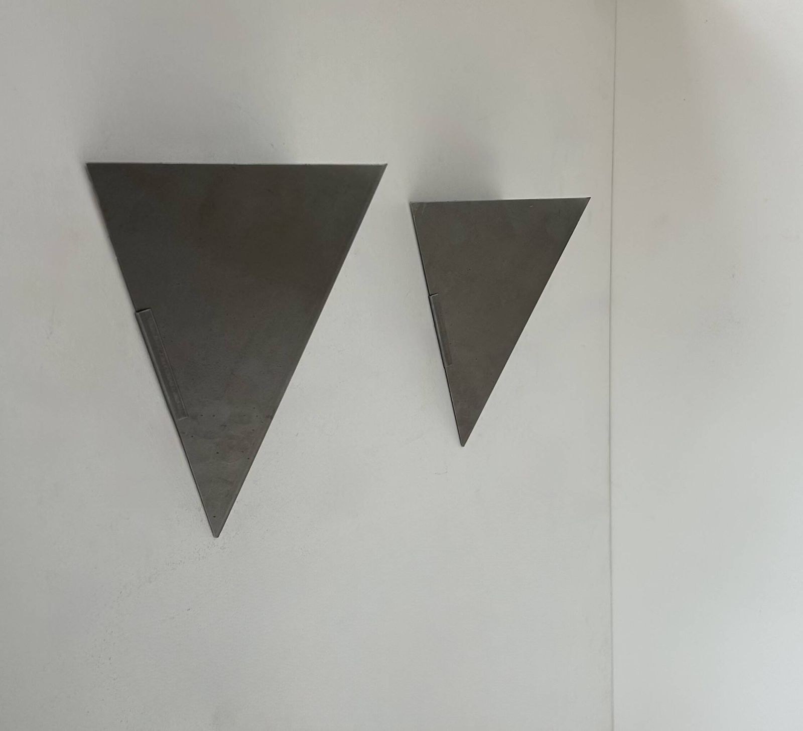 Pair Of Vintage Geometric Wall Lights, Matte Folded Steel, France, 1980 photo buy