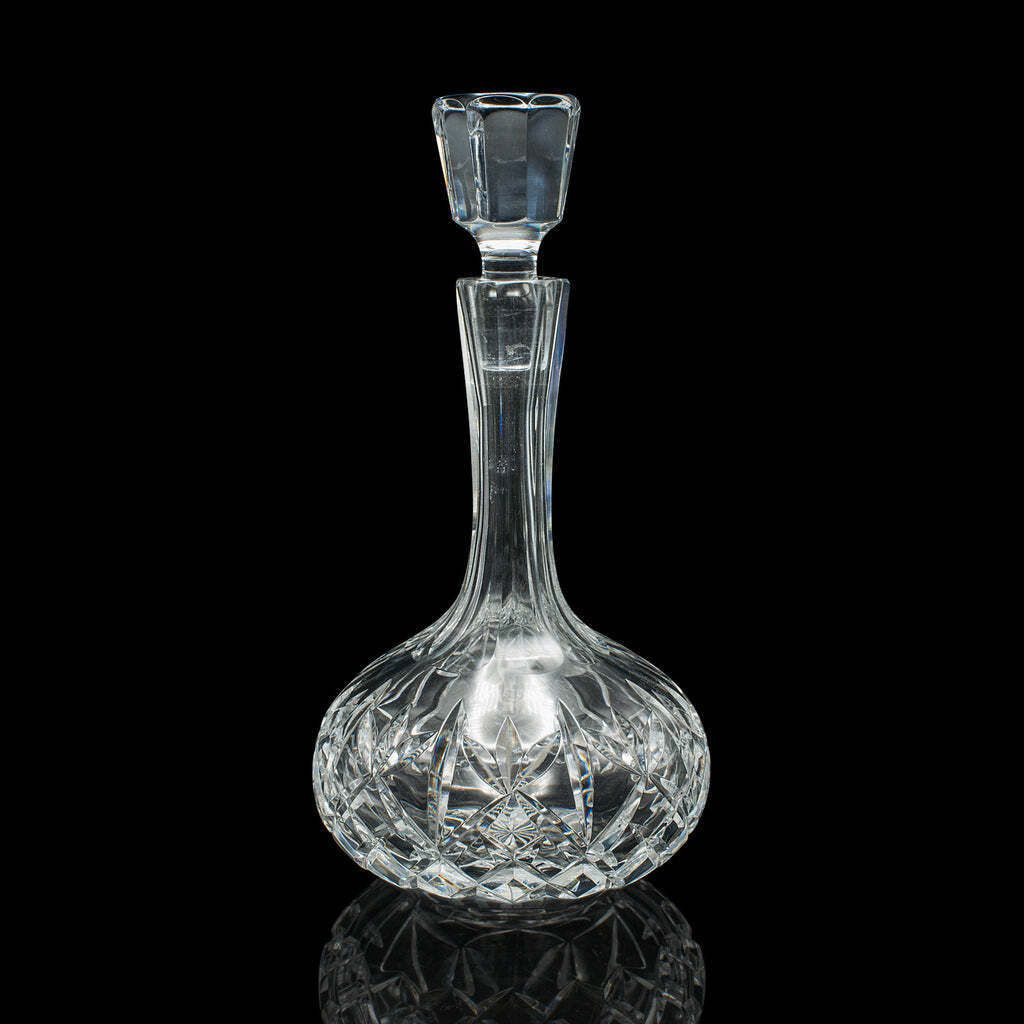 Vintage Merlot Decanter English Cut Glass Medium Body Wines Mid Century 1960 photo vinterior