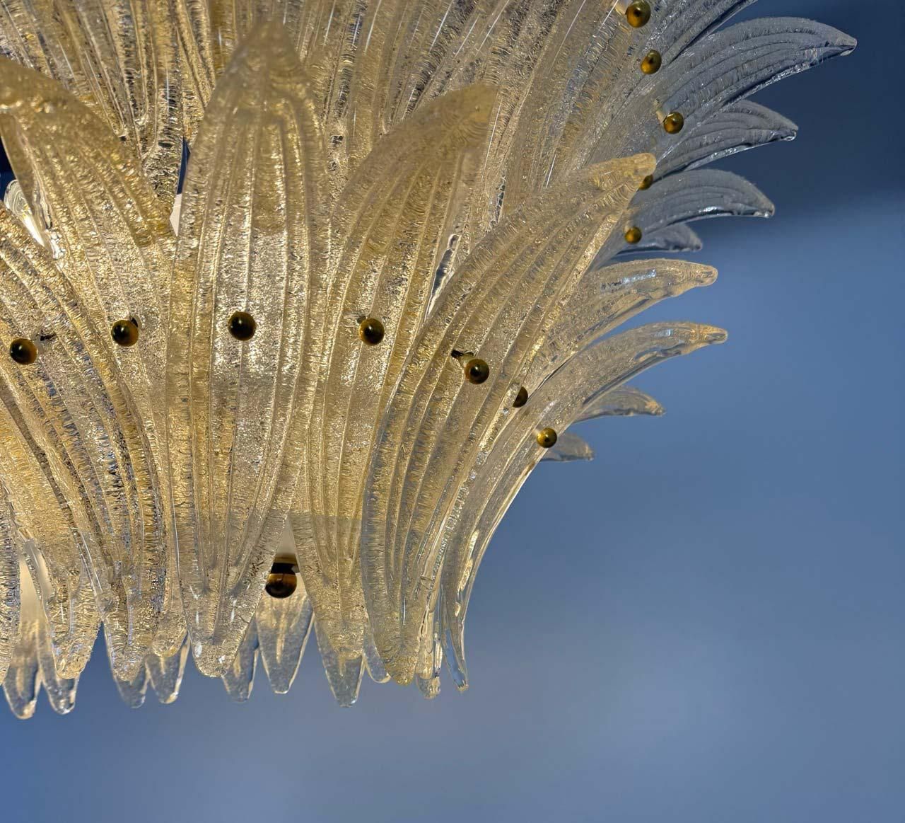 photo furniture Stunning Italian Murano Palmette Chandelier In Amber Glass