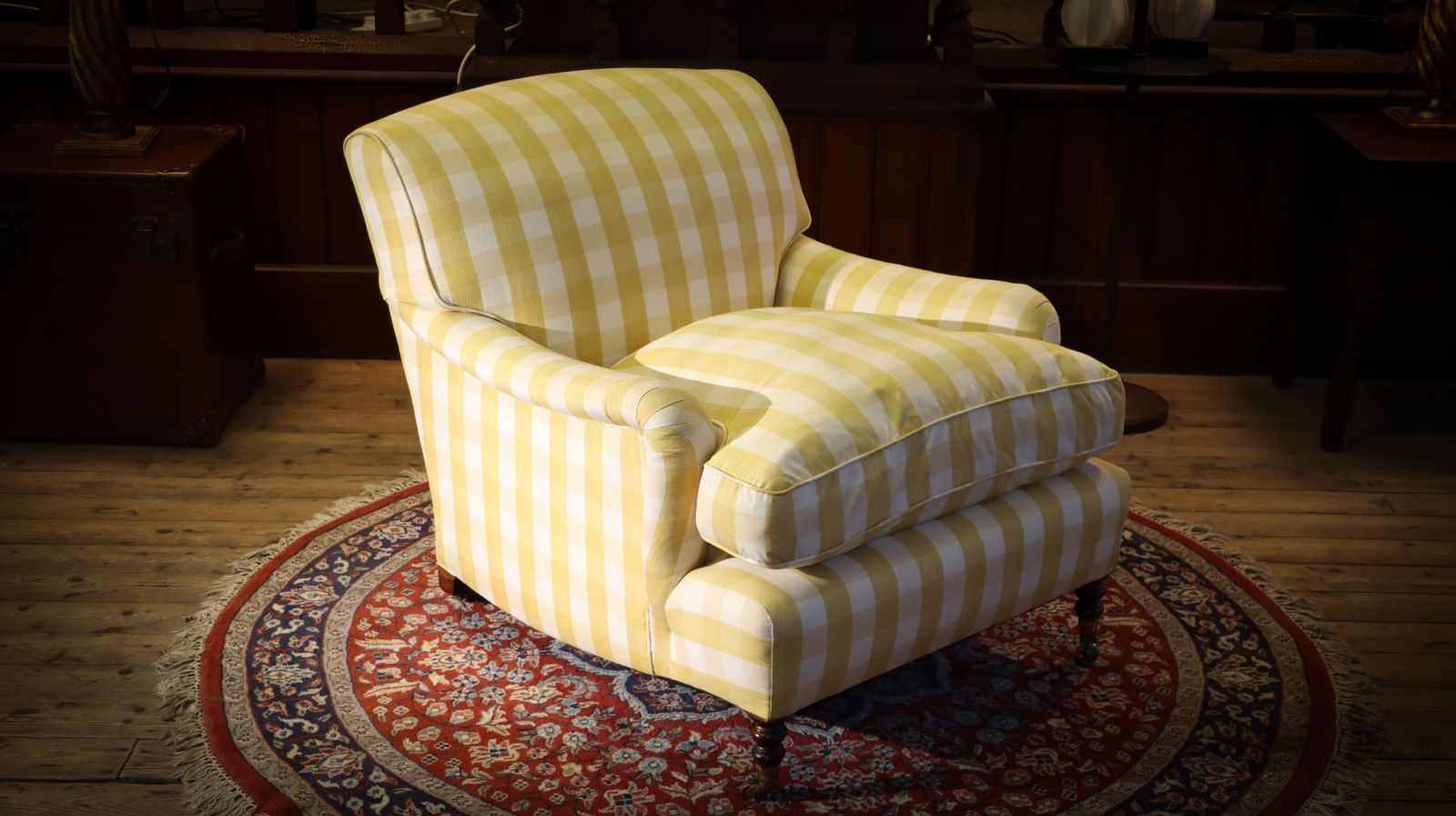 photo buy Super George Smith Standard Signature Large Armchair Sanderson Gingham Fabric 🚚
