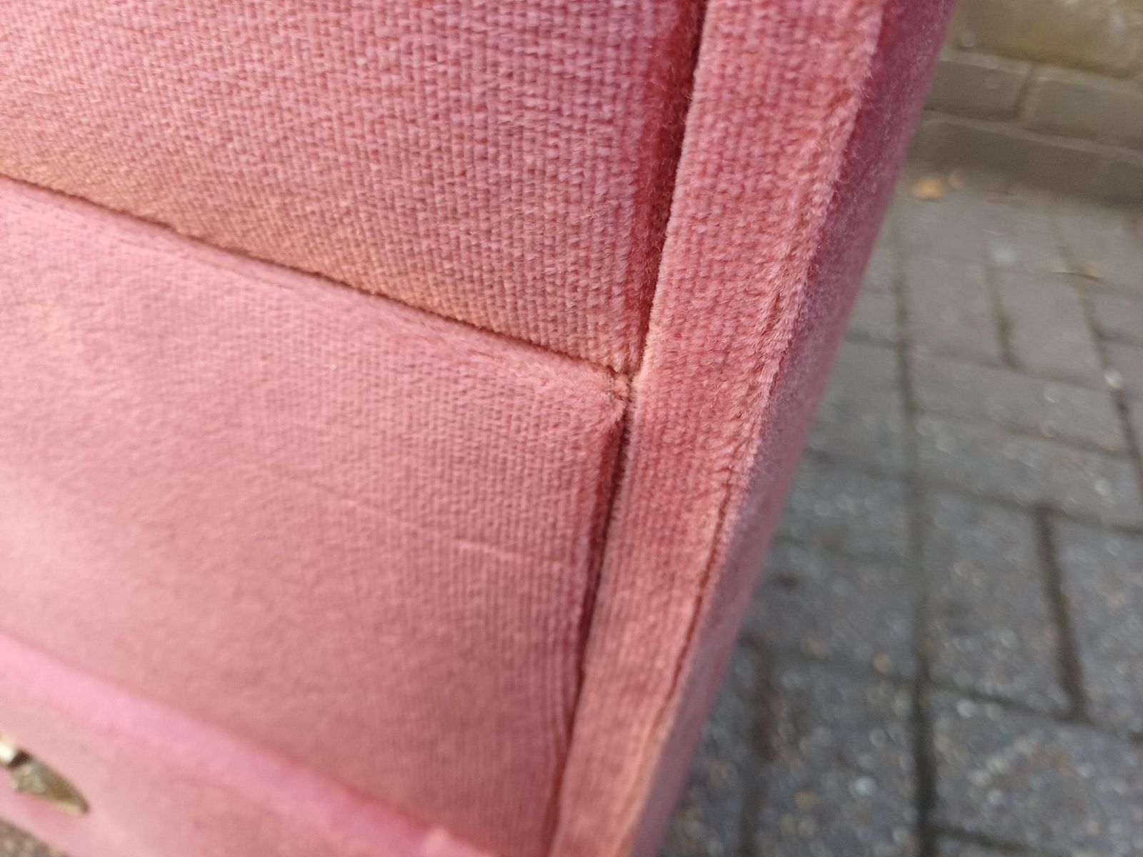 Pair Of Vintage Pink Velvet 3 Drawer Bedside Tables, Retro Eccentric Nightstands Brass Handles, Hollywood Regency Bedroom Decor Glass Tops photo buy