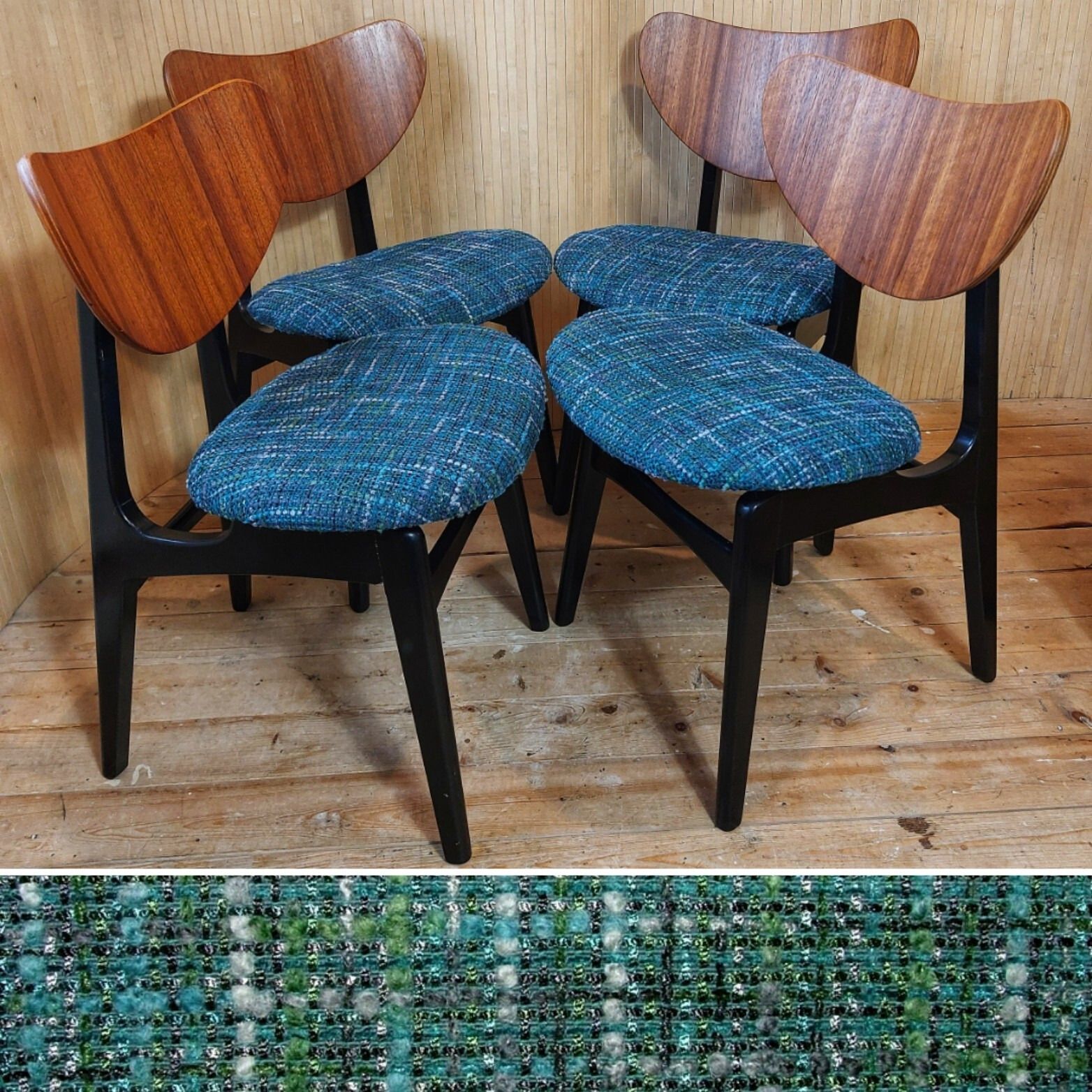 Fab Set Of 4 Vintage G Plan Butterfly Dining Chairs Restored Reupholstered Blue