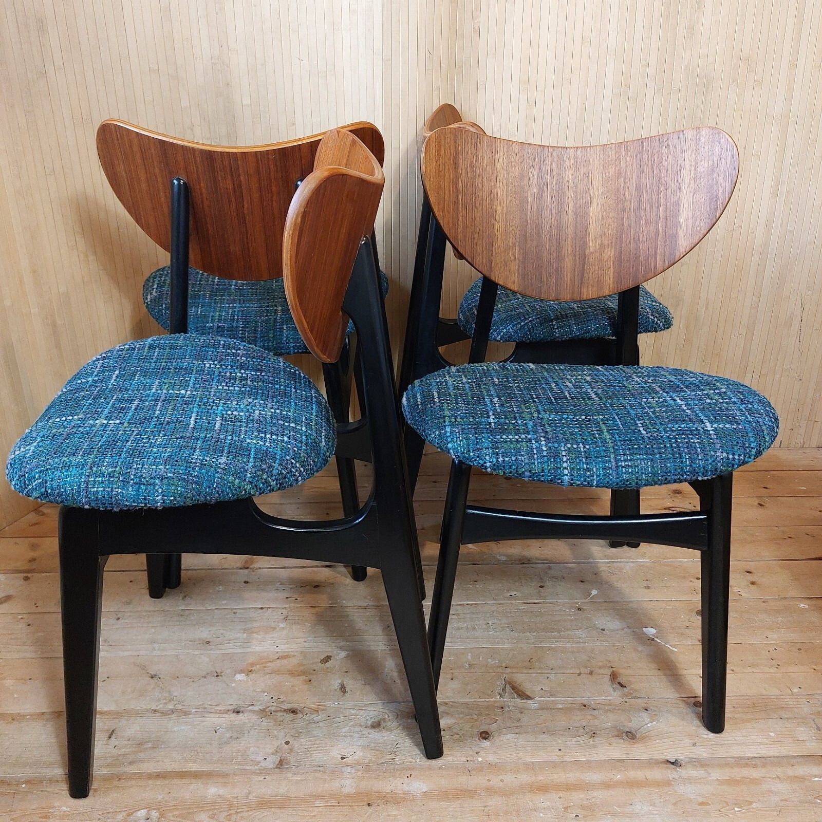Fab Set Of 4 Vintage G Plan Butterfly Dining Chairs Restored Reupholstered Blue photo buy