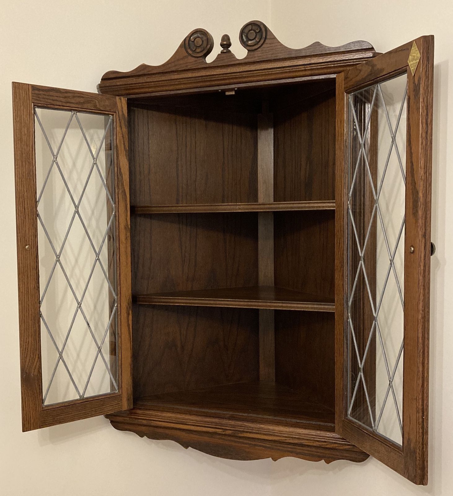 Wood Bros Old Charm Corner Hanging Display Cabinet In Oak 1914 photo furniture