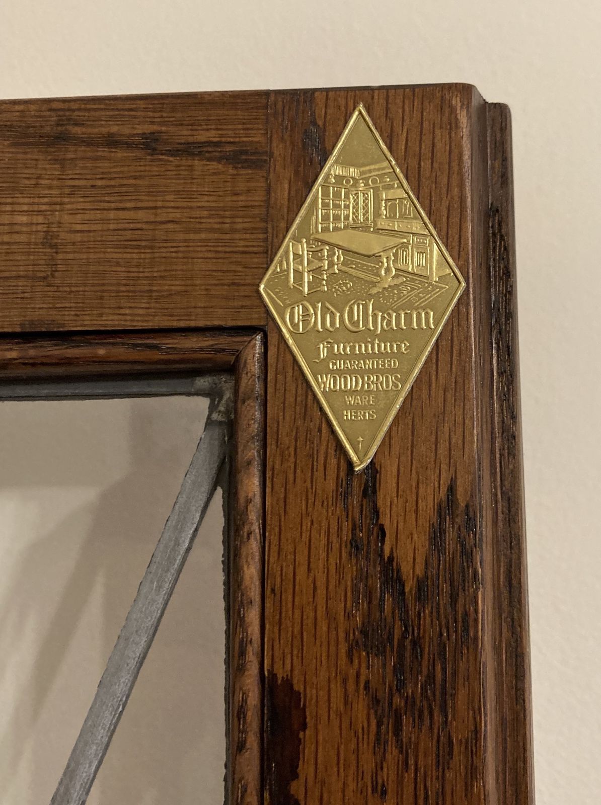 Wood Bros Old Charm Corner Hanging Display Cabinet In Oak 1914 photo Furniture