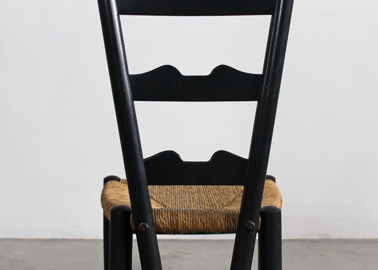 Gio Ponti Fireside Chair In Black Beech Wood And Straw By Casa & Giardino 50s photo 2205.0