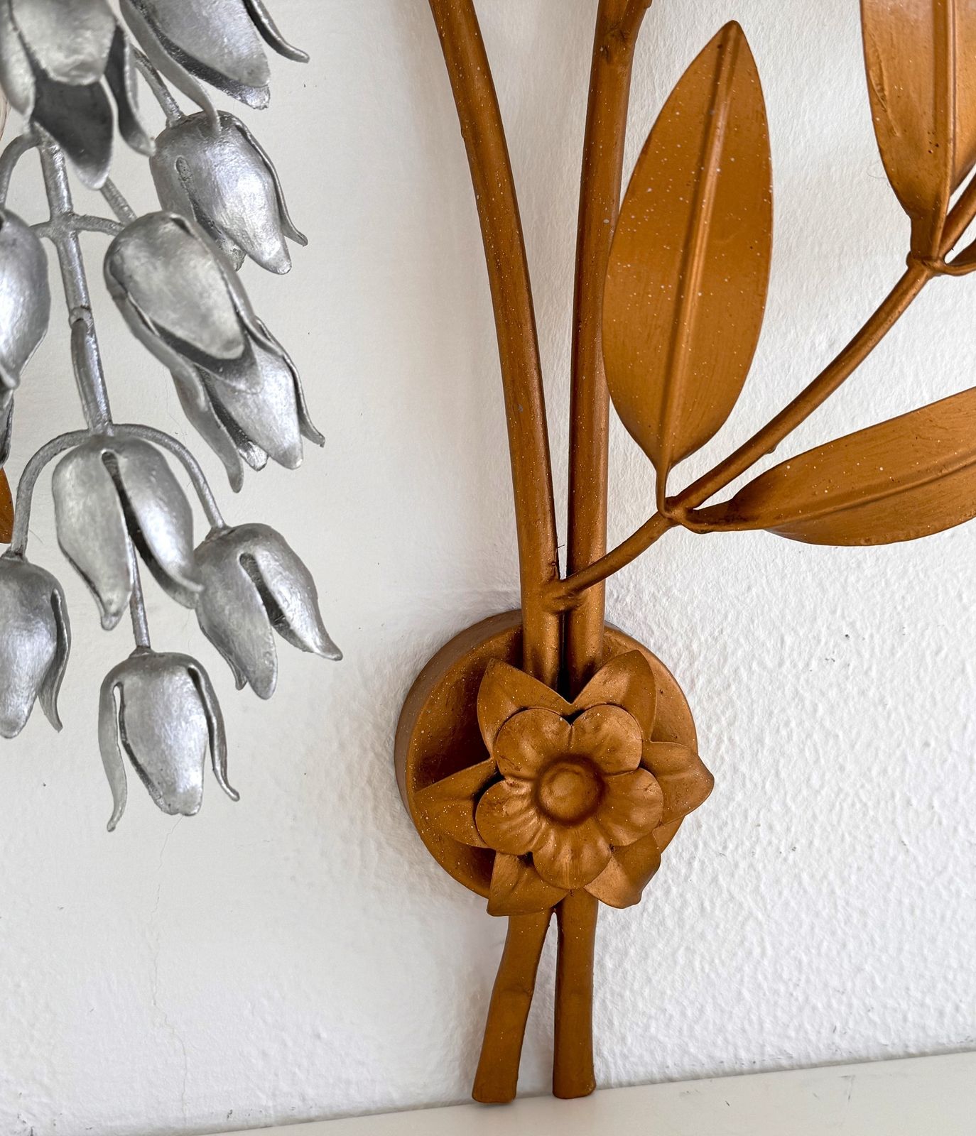 Hans Kögl Large Mid Century Wisteria Gilt 'Golden Rain' Metal Wall Sconce photo vintage