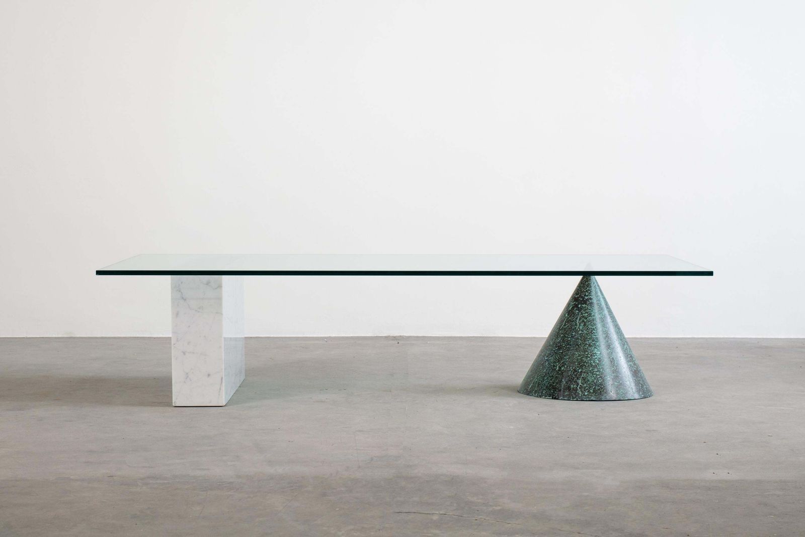 Massimo Vignelli Kono Table In Carrara Marble And Copper Casigliani, 1979