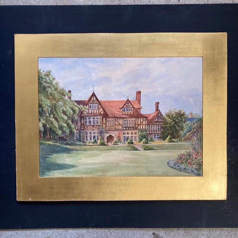 Edwardian House Watercolour   'The Holt' photo vintage