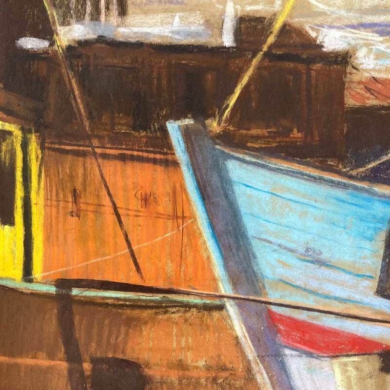 Victor Bramley (1934–2014)   Newlyn Boats   Pastel photo for sale