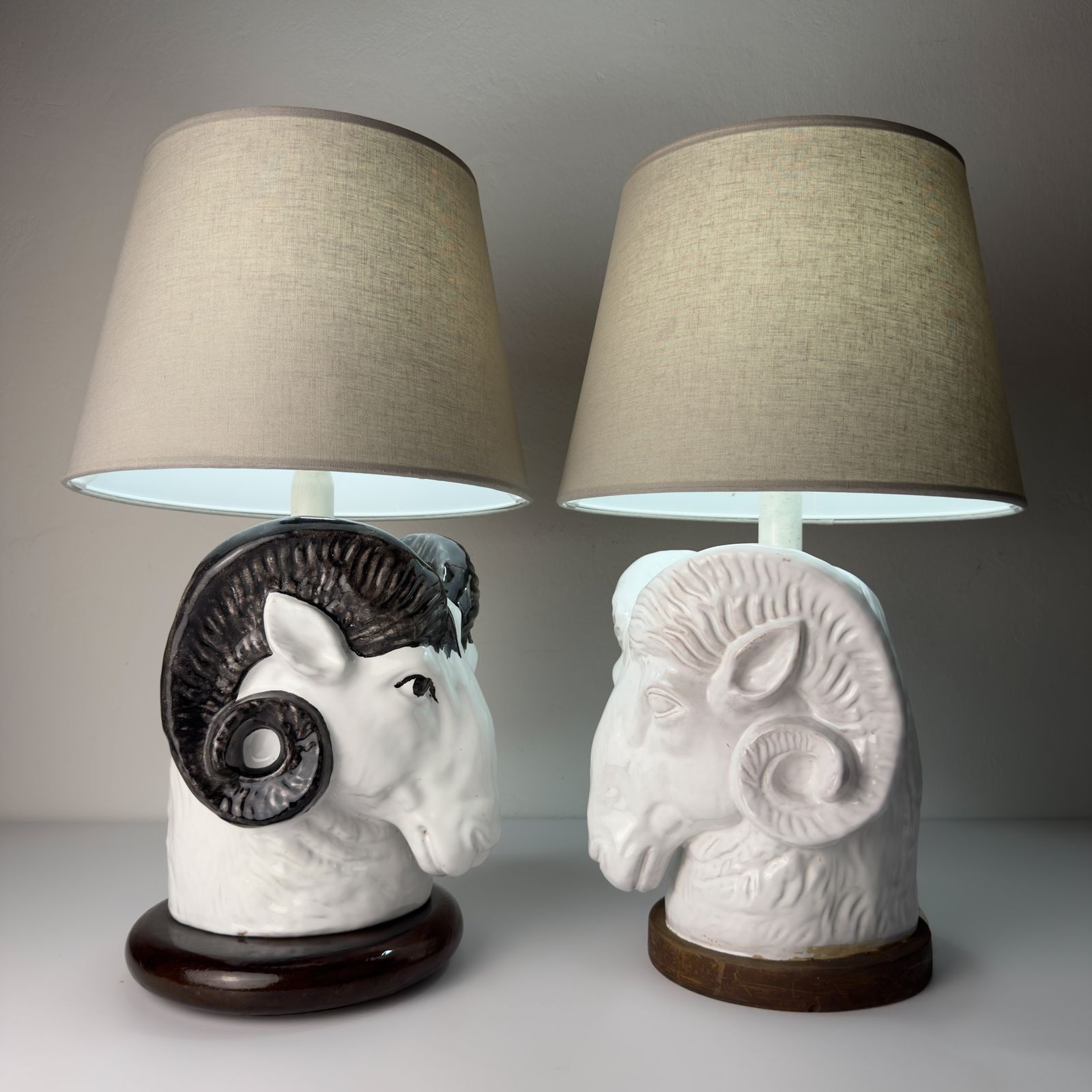 Lighting Vintage Table Lamps Ram Head, Italy 1970s Set Of 2 photo