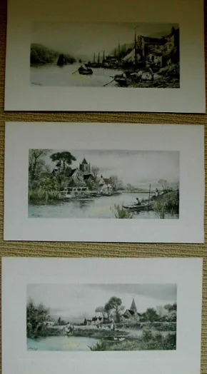 Walter Stuart Lloyd 3 Original Print Etching Lithograph Colour Tint Countryside