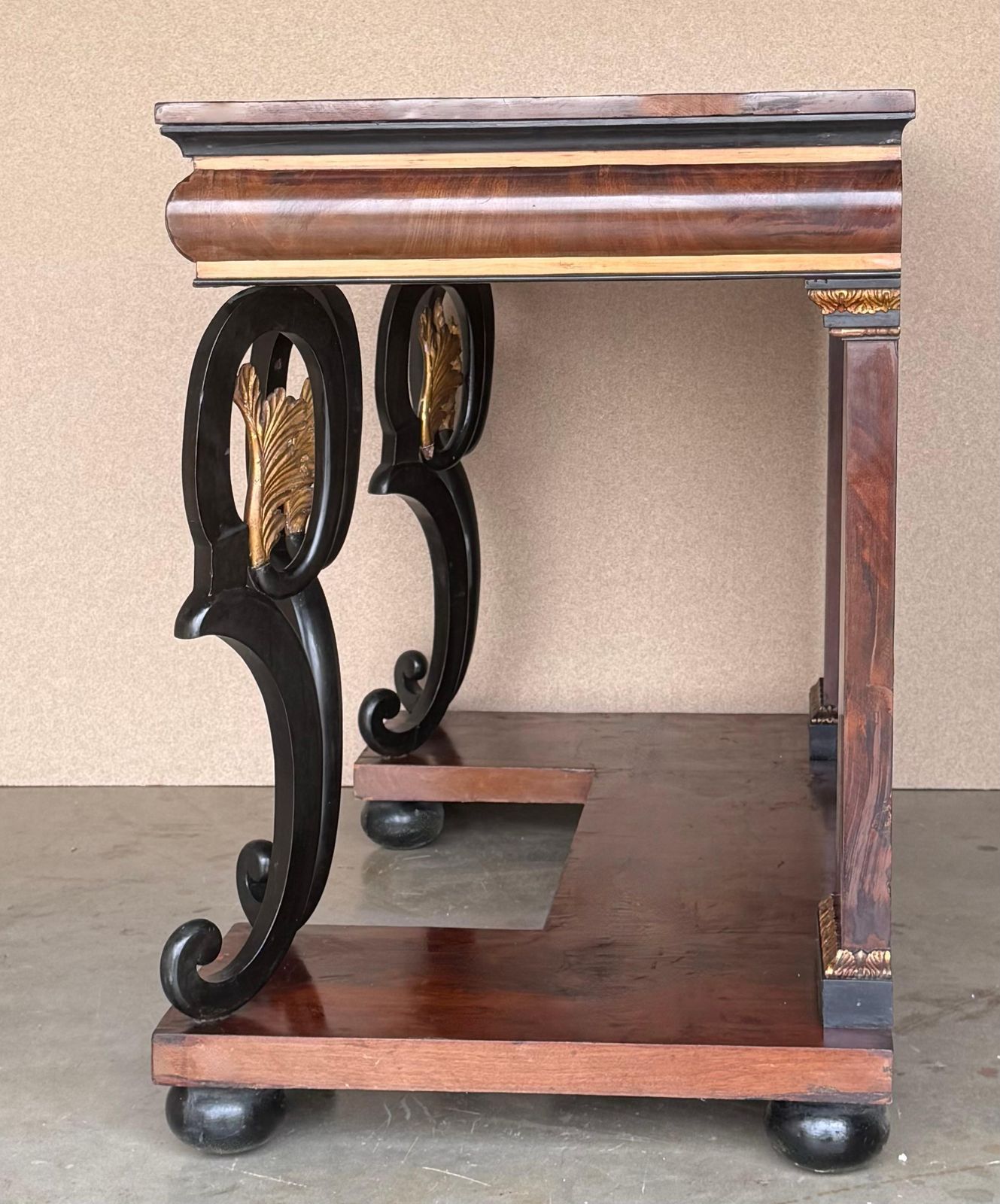 Austrian Empire Console Table With Back Mirror And Swan Pedestals photo vintage