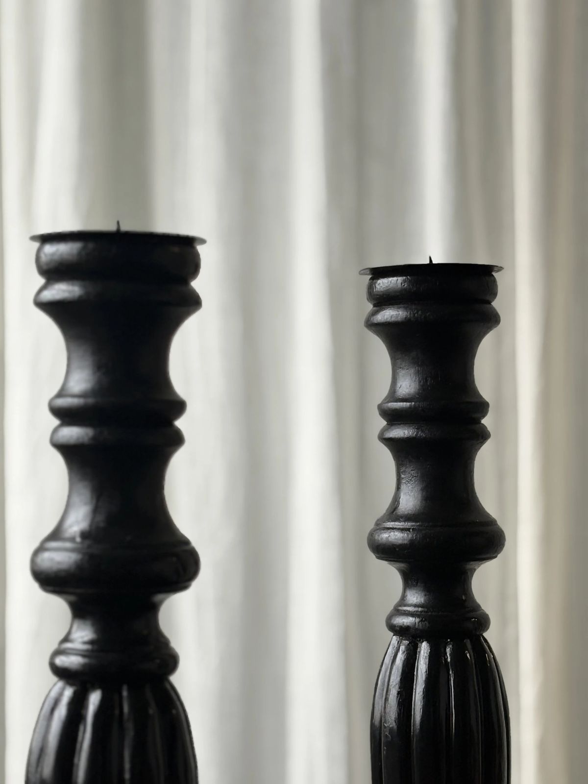 Pair Of Tall Ebonized Alter Candlesticks, France Circa 1971 photo 120.0