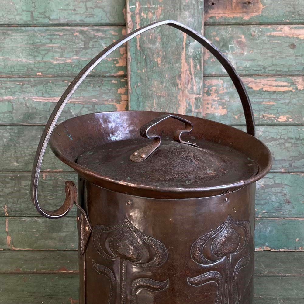 Art Nouveau Copper Coal Scuttle photo 245.0