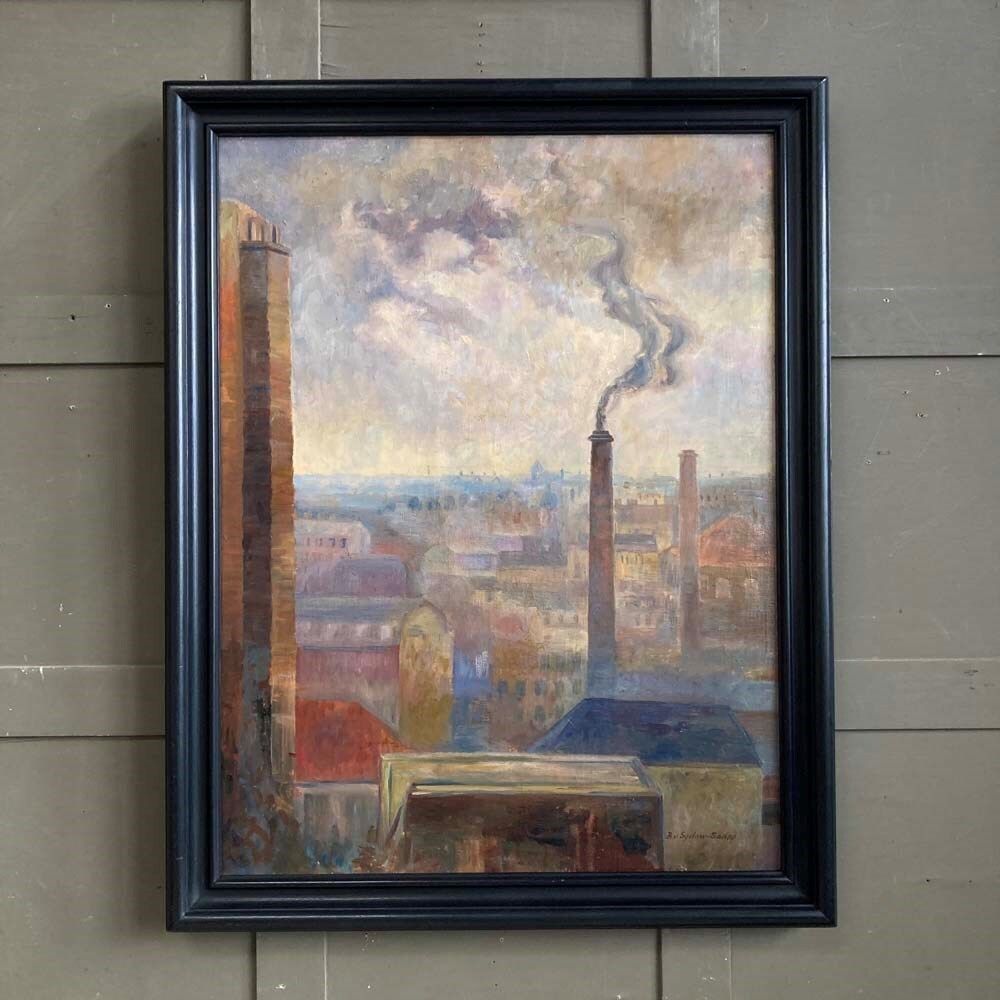 Brita Von Sydow Södöö (1884–1959) Oil Painting   'Industrial Landscape'