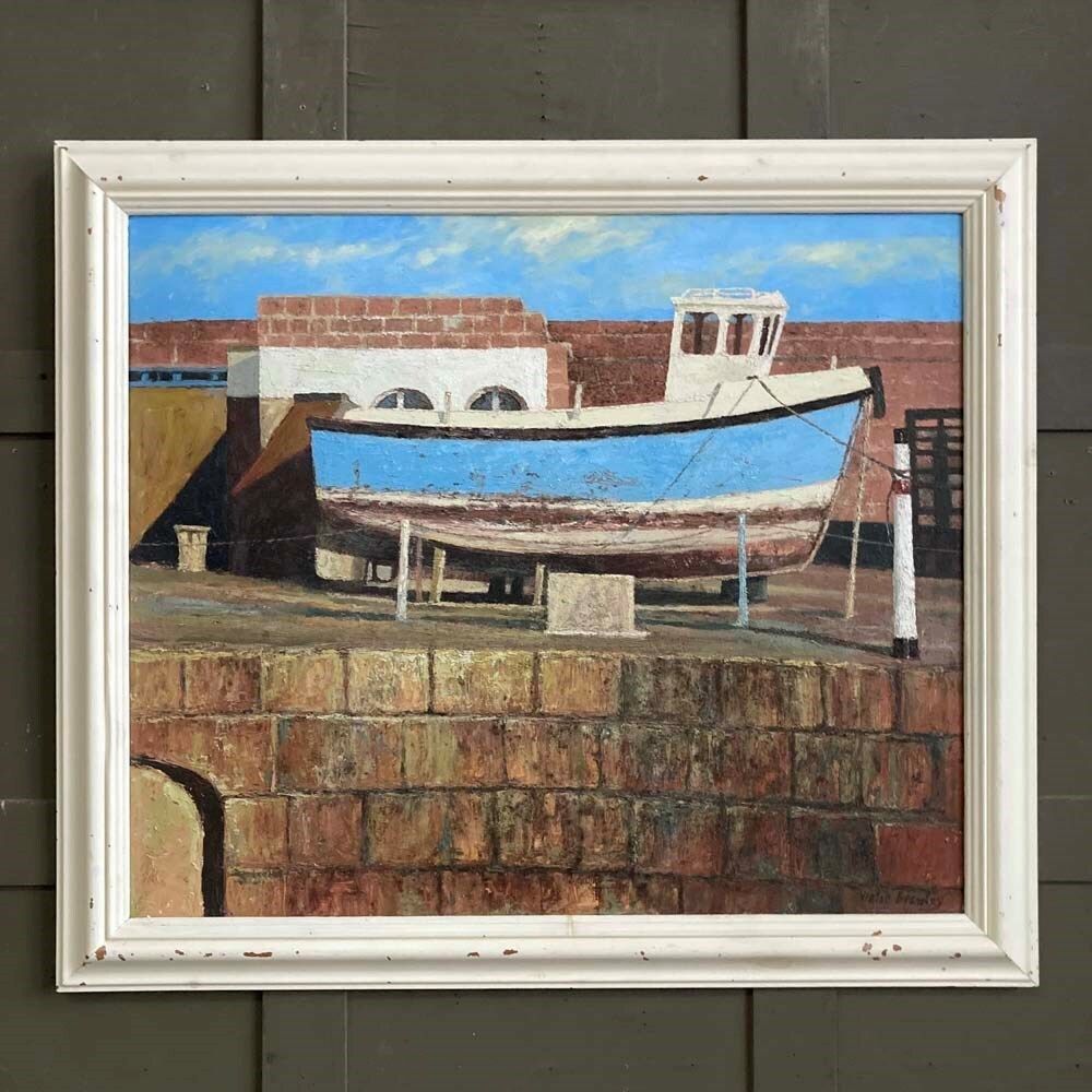 Victor Bramley (1934–2014) Oil Painting   Boat Repair