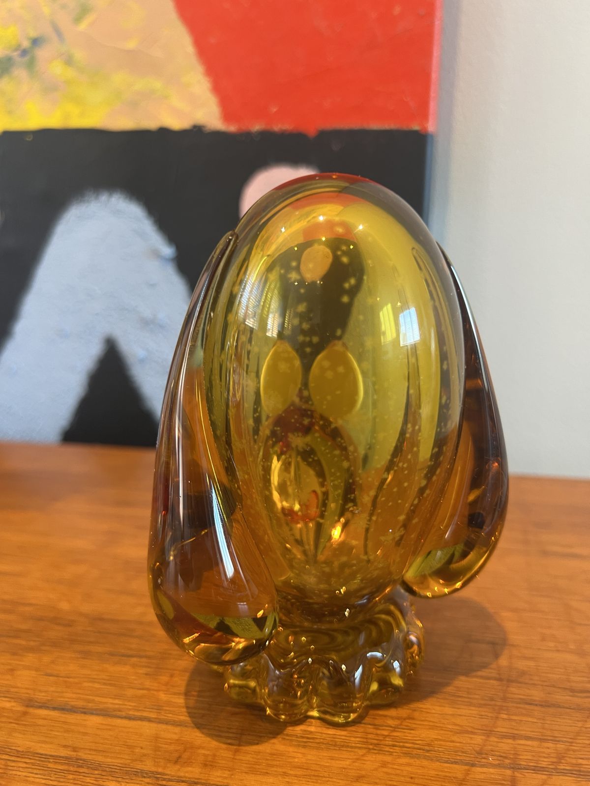 Mid Century Murano Amber Glass Dog Head Figurine photo furniture