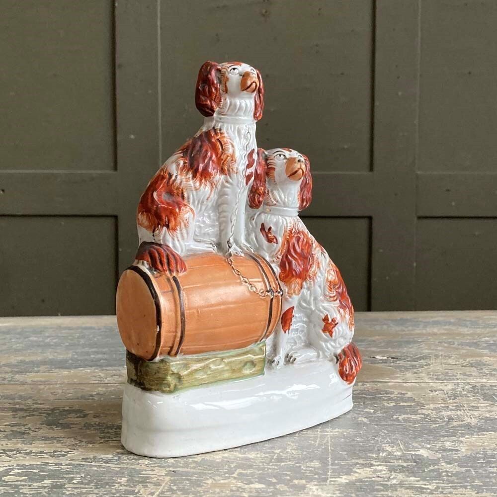 Antique Staffordshire Pottery Spaniels photo furniture