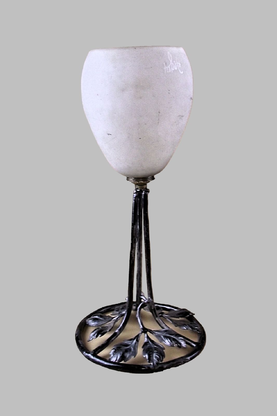 Art Deco Lamp 33cm Tall Pate De Verre Shade Signed Degue France 1920s