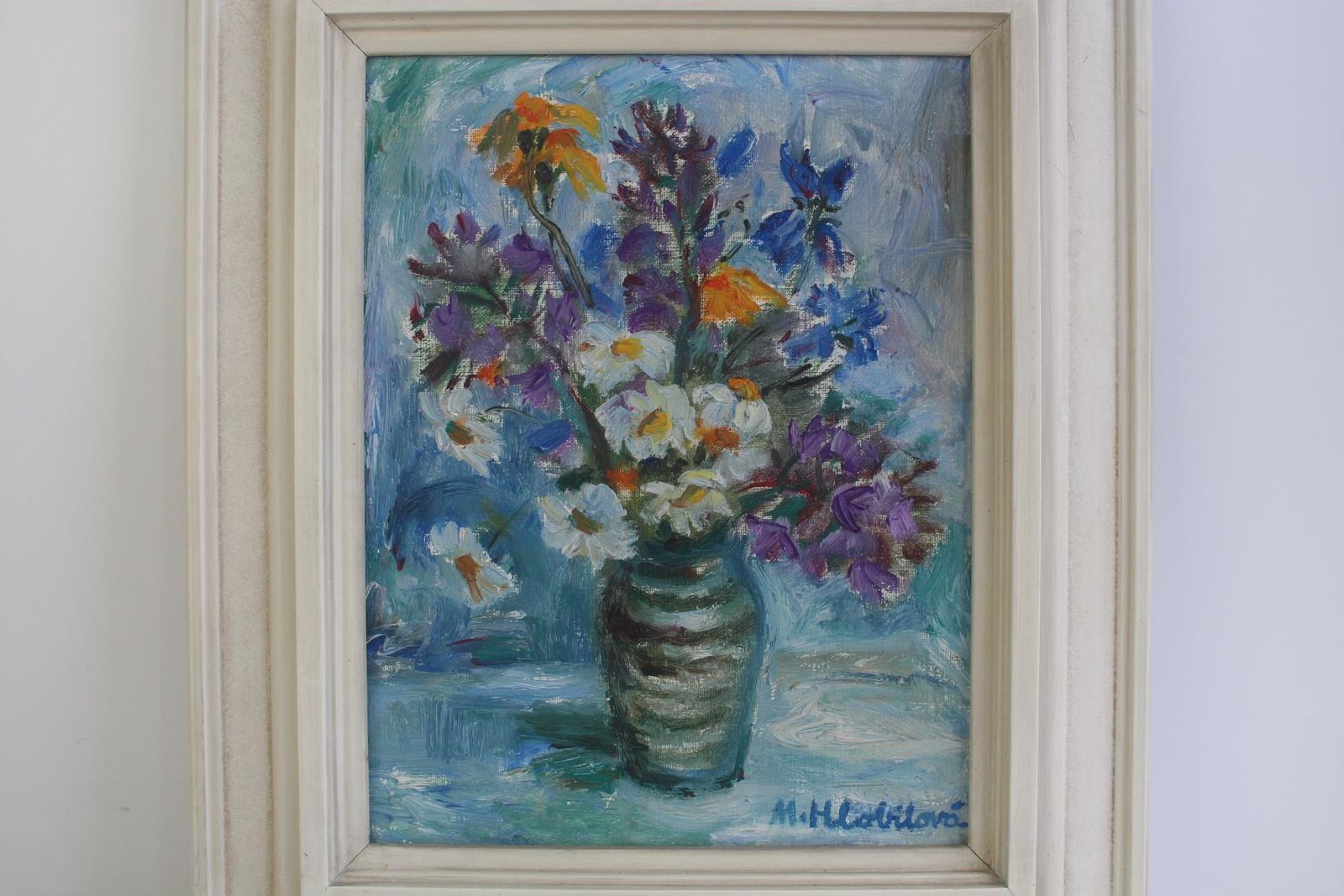 Hand Painted Painting, Oil On Canvas, Signed, Czechoslovakia, 1963 photo for sale