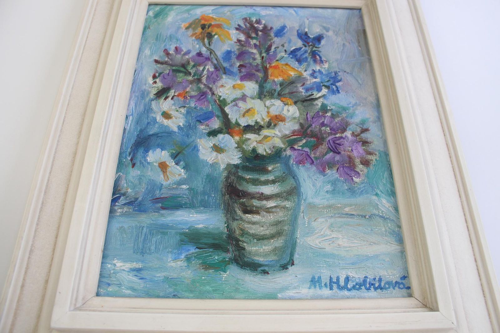Hand Painted Painting, Oil On Canvas, Signed, Czechoslovakia, 1963 photo Art