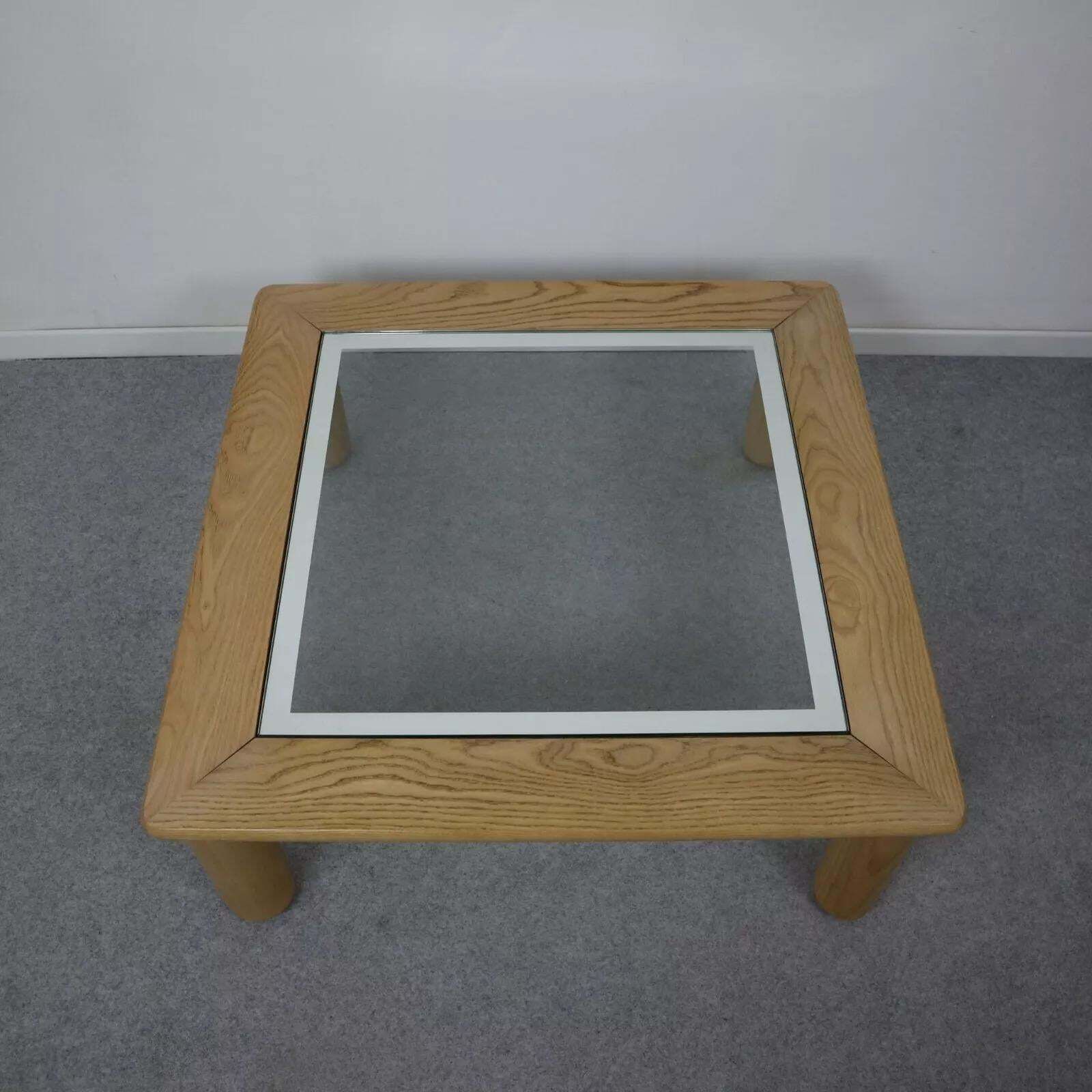 Italian Glass And Oak Coffee Table In The Manner Of Afra E Tobia Scarpa, 1970s photo furniture